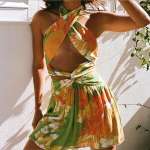 SABO SKIRT Alina Halter Dress - floral sunset